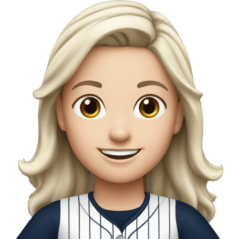 Smile white brunette female with Yankees jersey  emoji