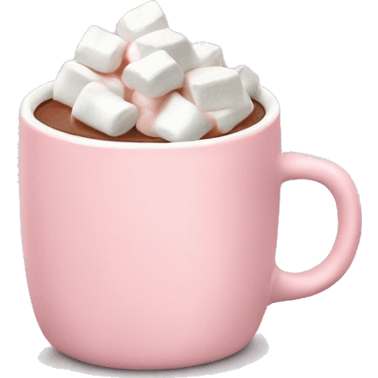 Light Pink mug of hot chocolate with marshmallows  emoji