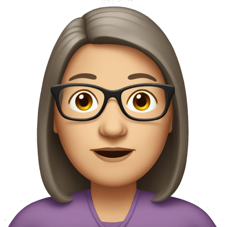 older fat woman long straight brown hair with glasses emoji