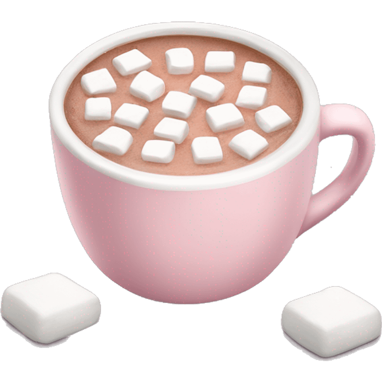 Light Pink mug of hot chocolate with marshmallows  emoji