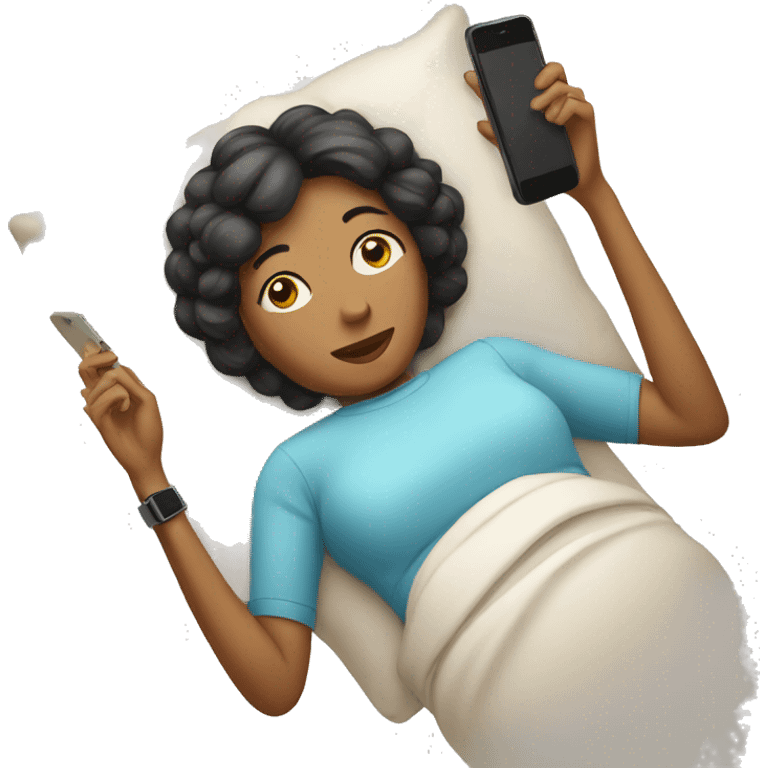 woman lying with a phone emoji