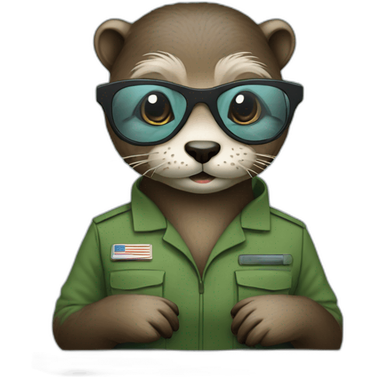 female vet otter with glasses use a macbook emoji