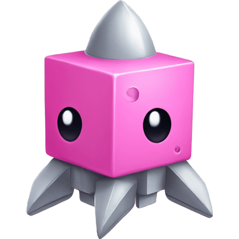 Pink cubes and rocket combine  Cute emoji