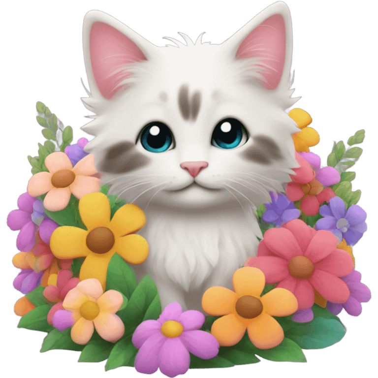 Kitten in flowers emoji