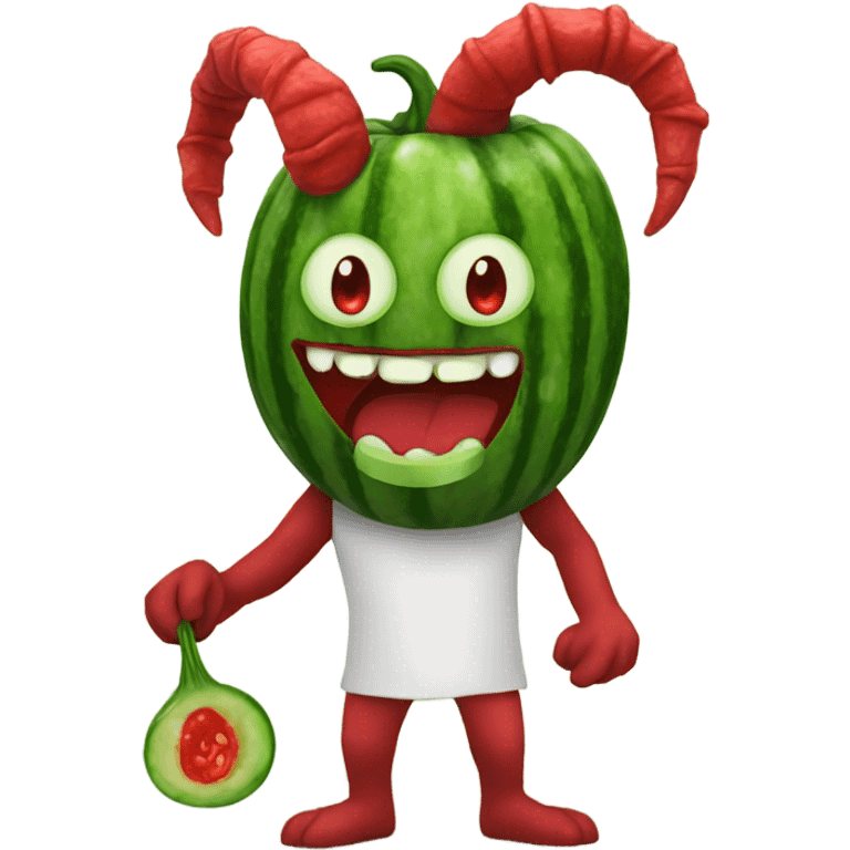 Red demon with cucumber  emoji