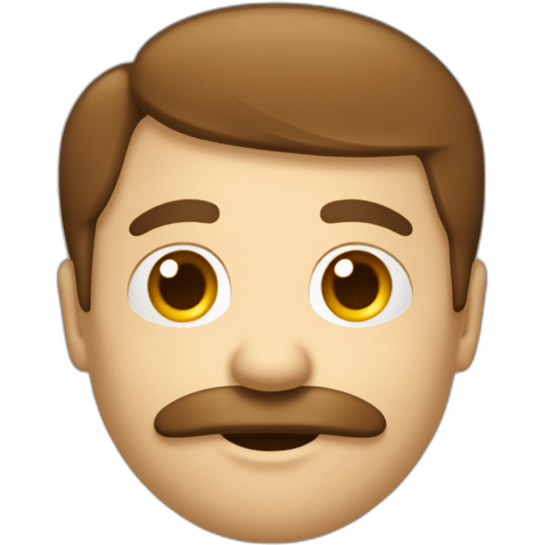 Homme blanc brun avec des cheveux court plaqués à droite et une moustache de petite longueur emoji