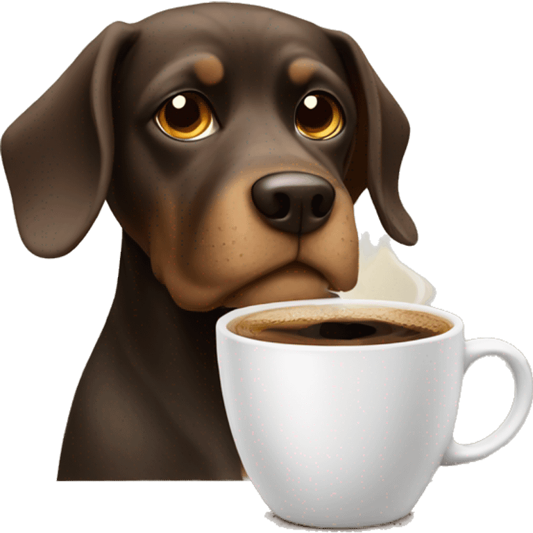 Dog with coffee emoji