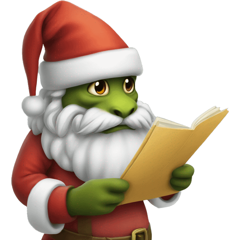 Dragon Santa checking his list emoji