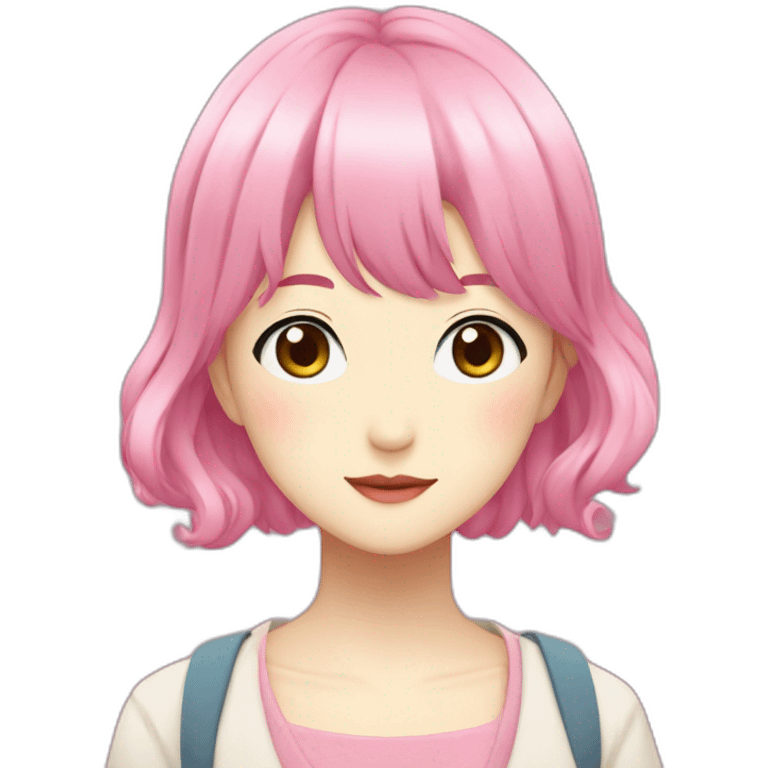 Nana Komatsu in Anime with pink hair emoji