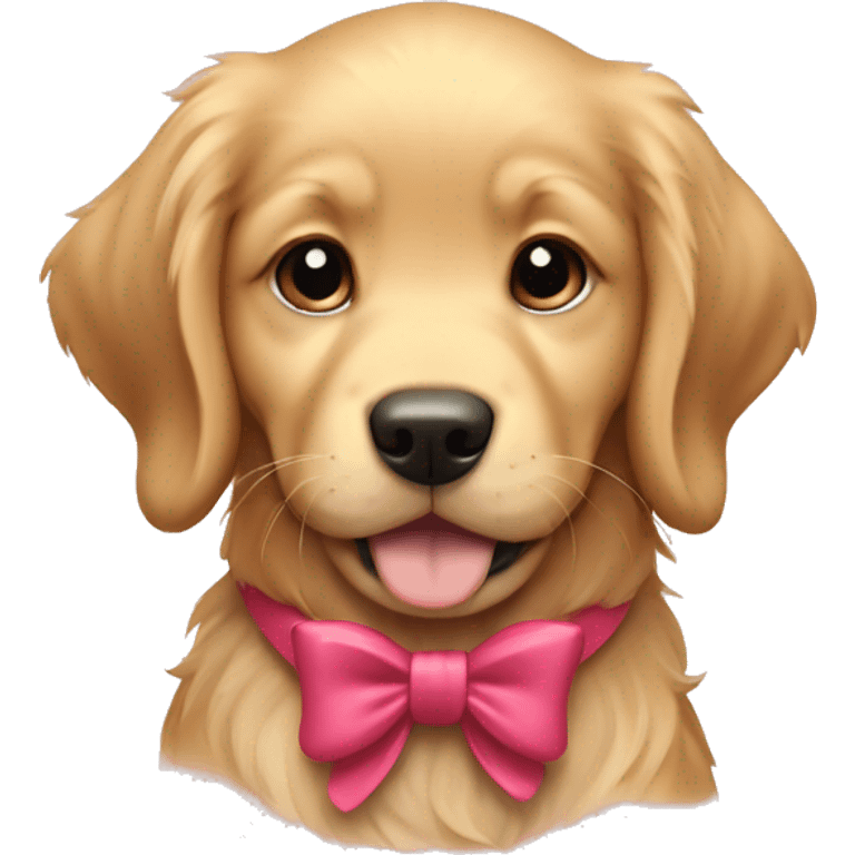 Golden retriever puppy with bow collar emoji