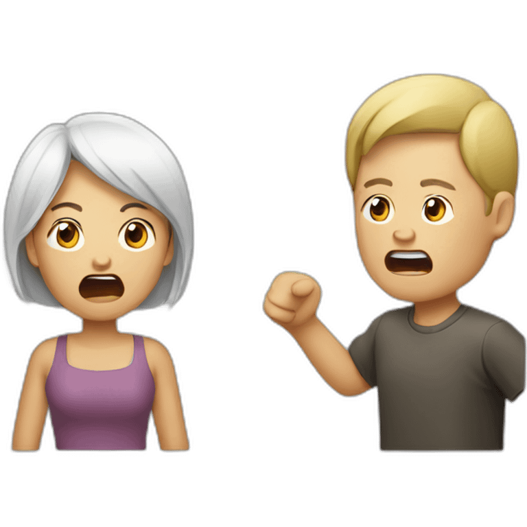 an asian woman yelling at a white man emoji