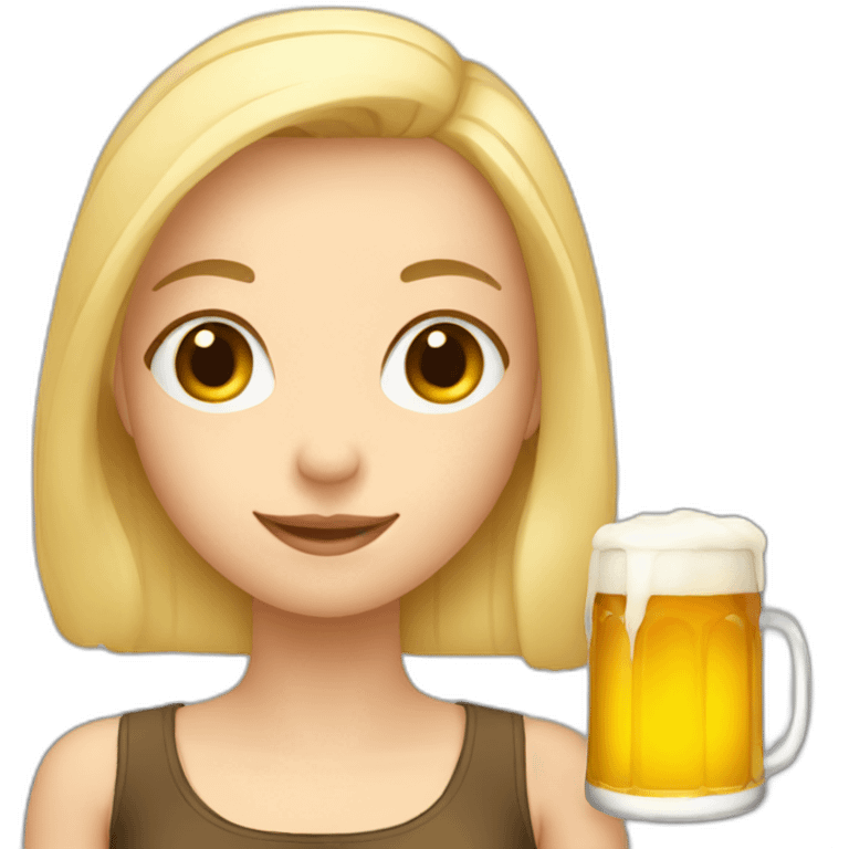 Blond girl with beer emoji