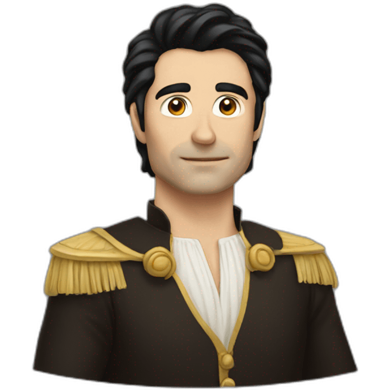 man with dark hair in costume emoji