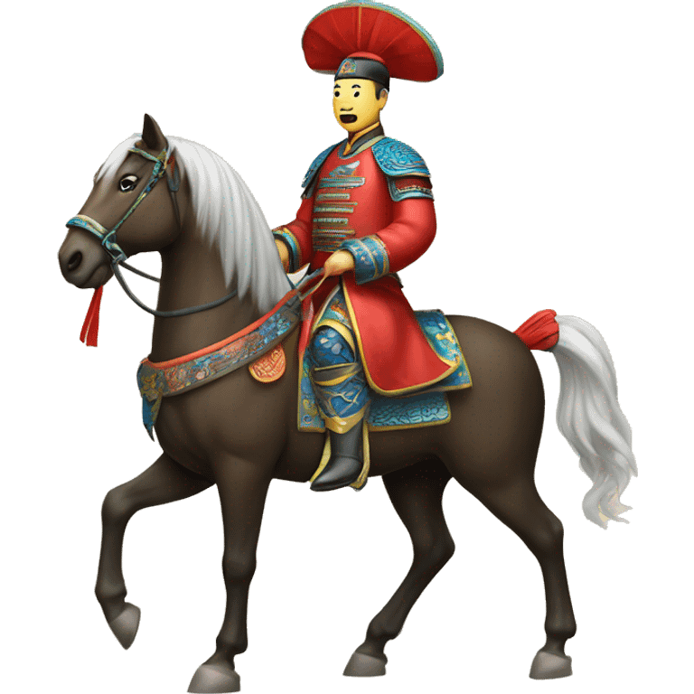 Chinese Qing dynasty general on horse emoji