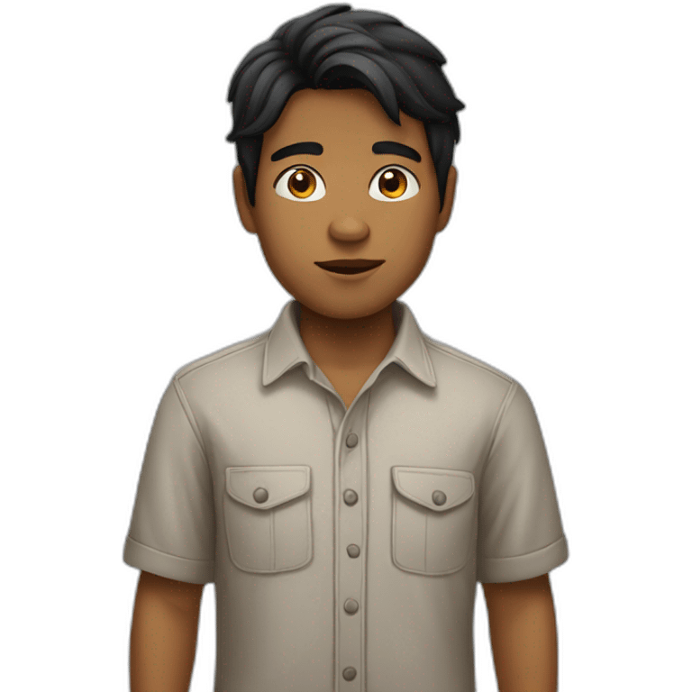 watchful black-haired brown boy in shirt emoji