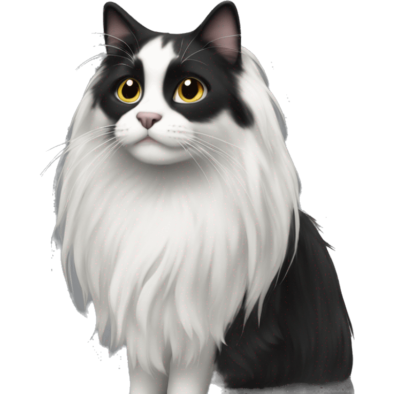 Black and white long haired cat emoji