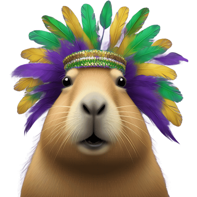 Capybara going to Mardi Gras feather headdress  emoji