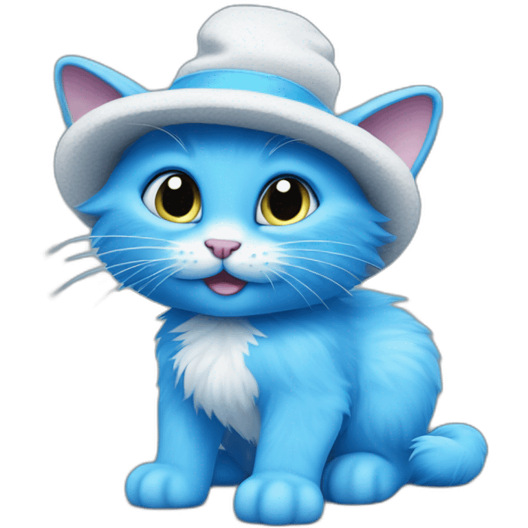 blue smurf cat with blue furr in hat emoji