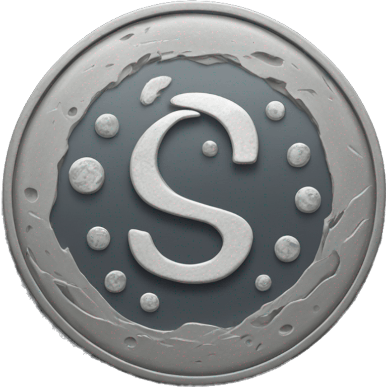 Gray coin with an S in the center and around the phases of the moon emoji