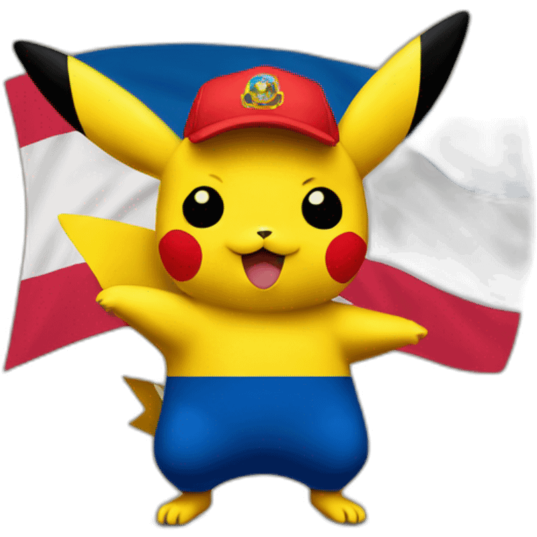 Un picachu con bandera de colombia emoji