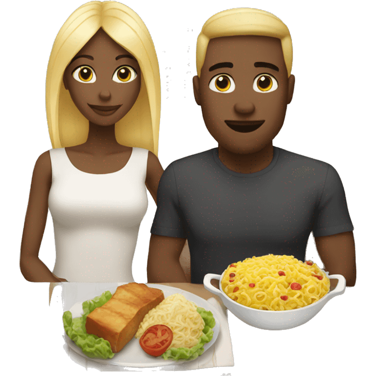 Black wife gives blond husband meal emoji