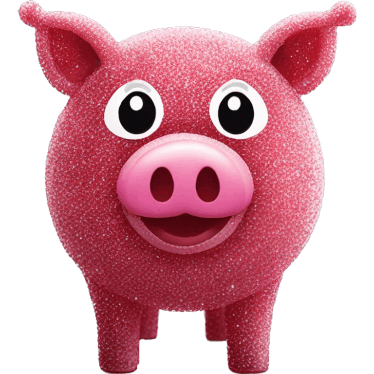 Sparkling Pig made of maroon sparkling sour candy laces andc sweets walking covered in sugar  emoji