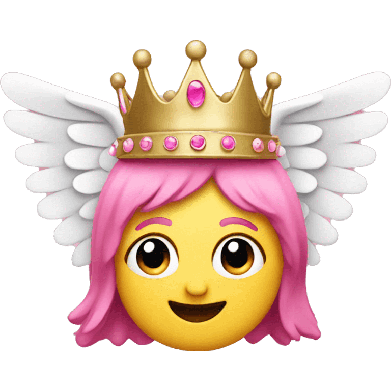 pink crown with angel wings emoji