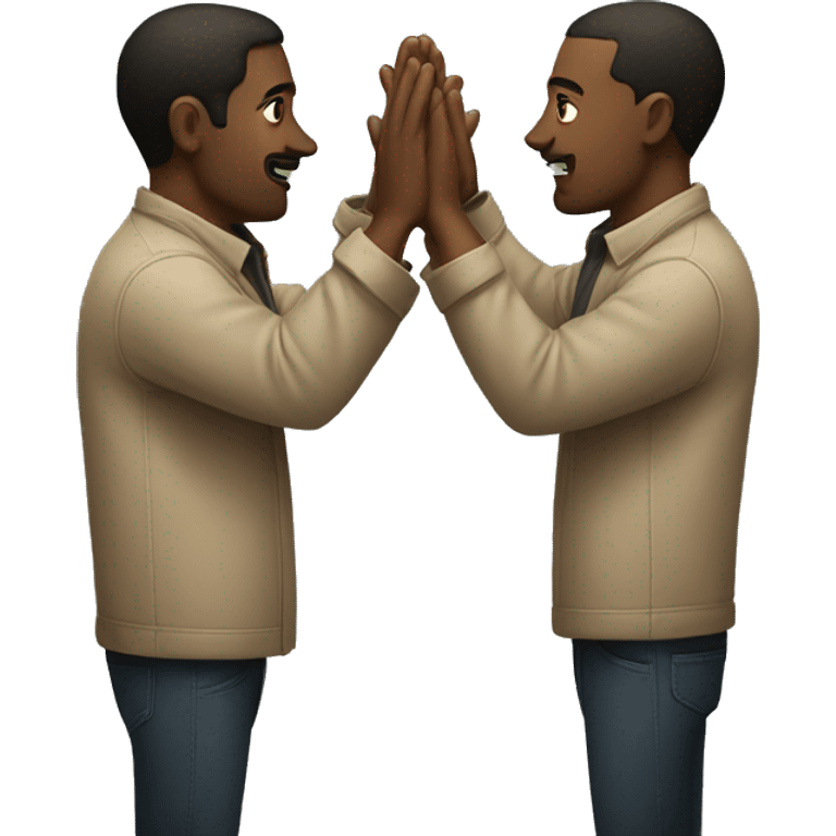 two men facing off with hands up emoji