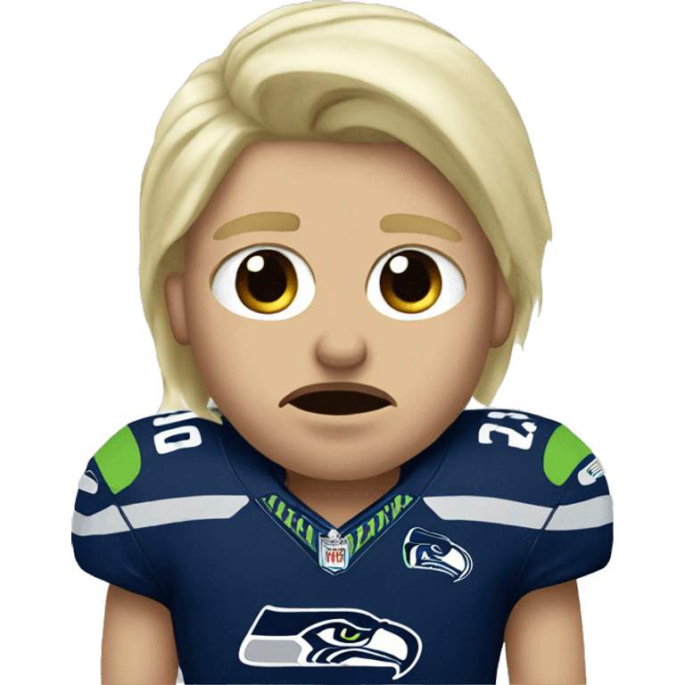 seahawks fan with blonde hair crying in a jersey emoji