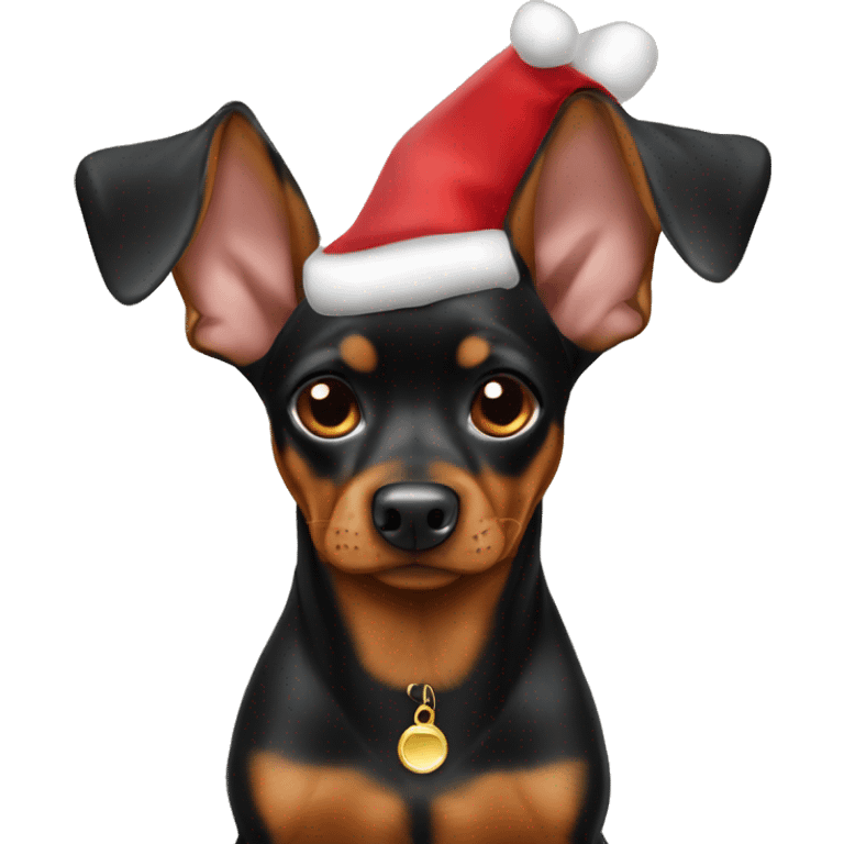 black brindle tan pinscher big ears christmas emoji