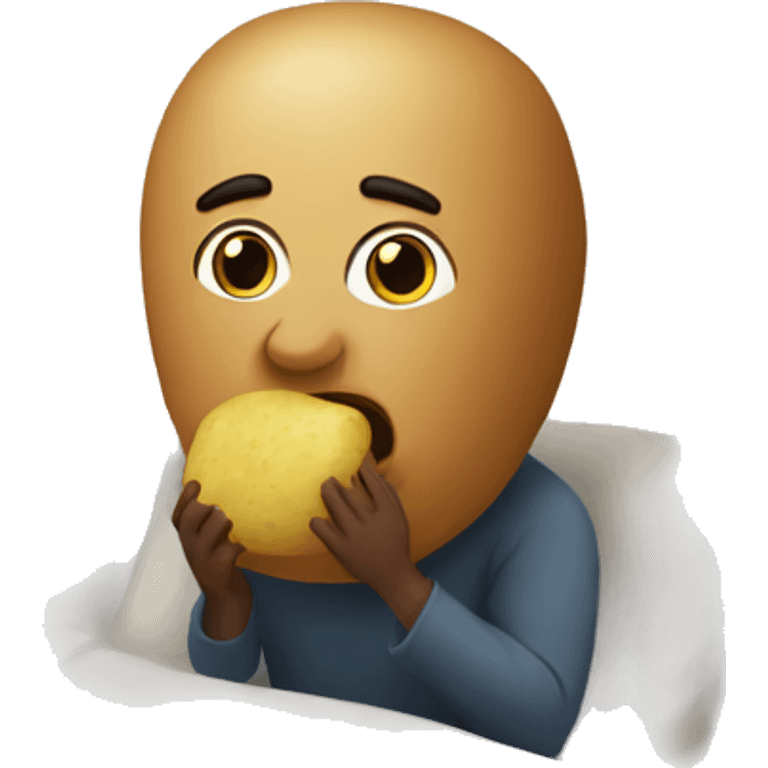 A man eating a potato in bed  emoji