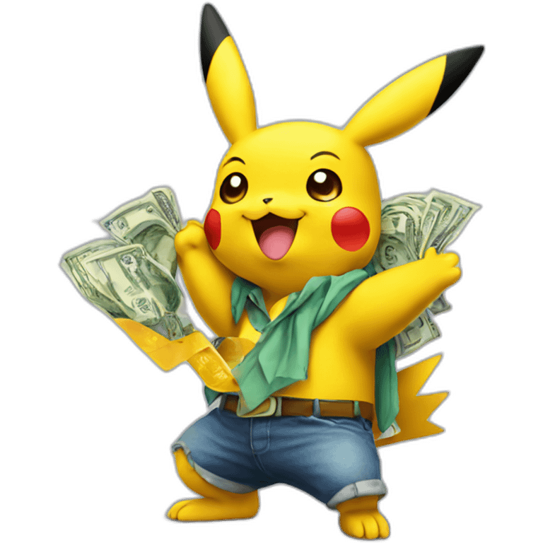 Pikachu holding money emoji