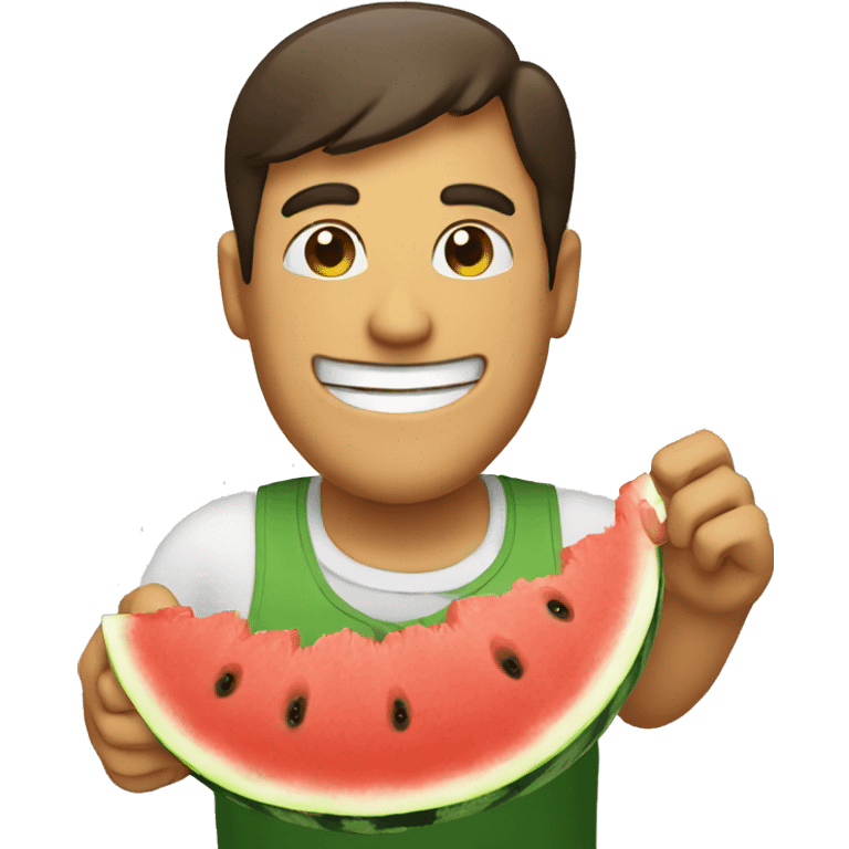 A man happily eating a watermelon  emoji