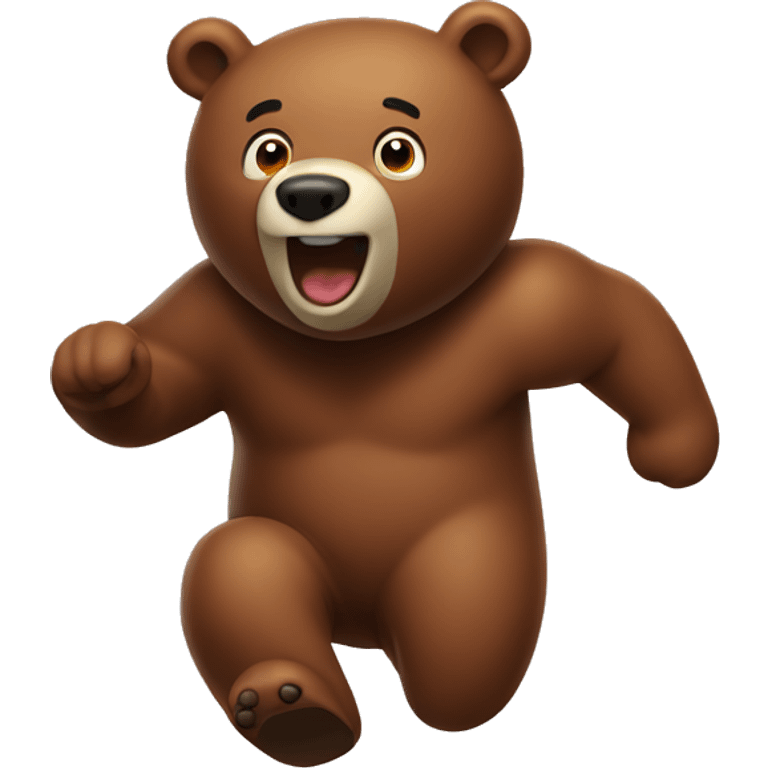 Brown bear running away from cony emoji