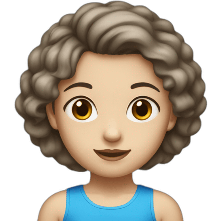 Une fille blanche au cheveux brun foncé au yeux bleu qui fait de la gymnastique emoji