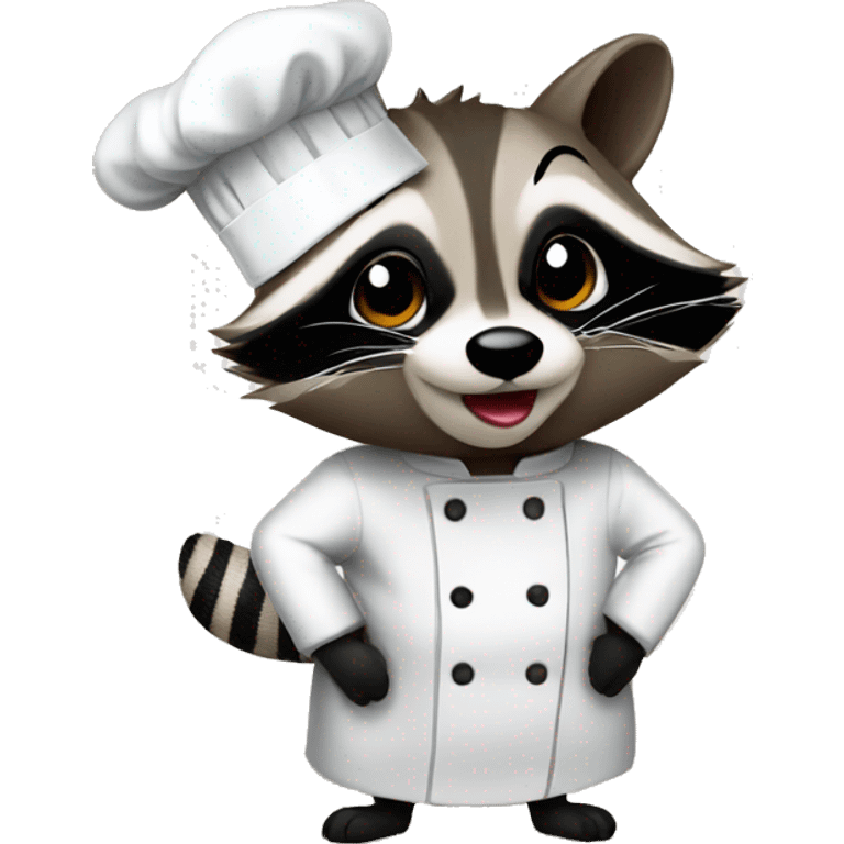 Raccoon dressed as chef giving a chefs kiss emoji