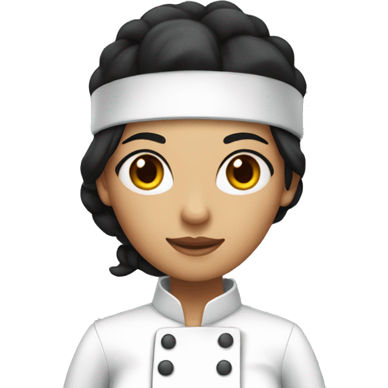 Woman chef black hair with small and black eyes  emoji