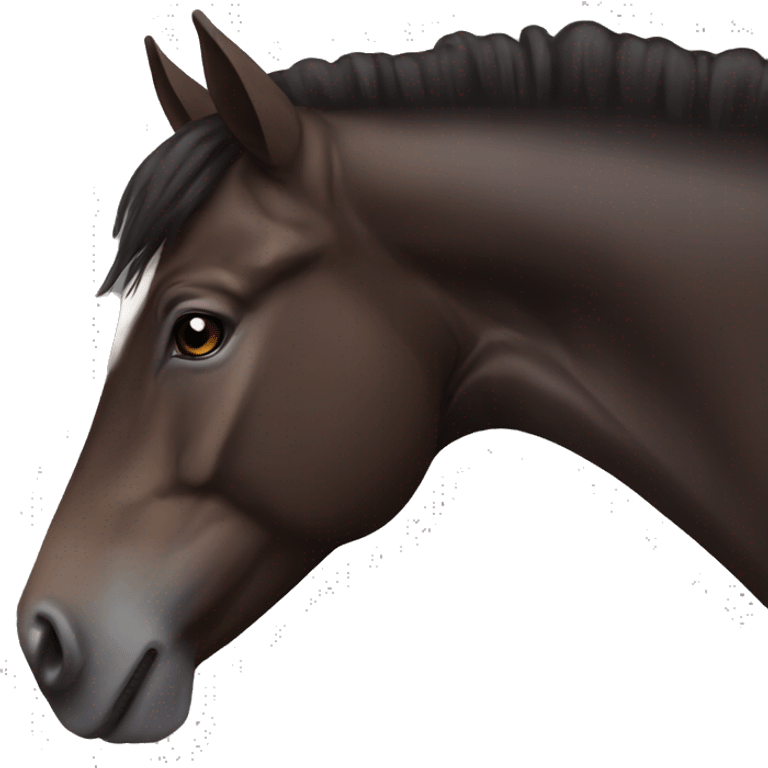 Dark brown horse with dark brown mane and small white star marking emoji