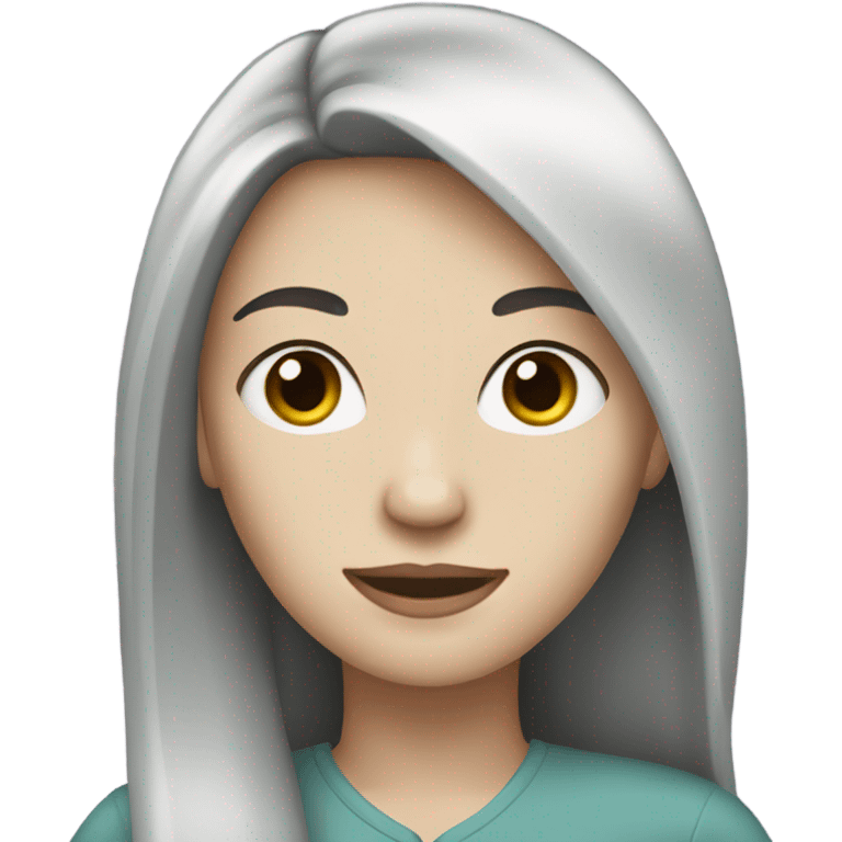 Woman long dark hair pale skin emoji