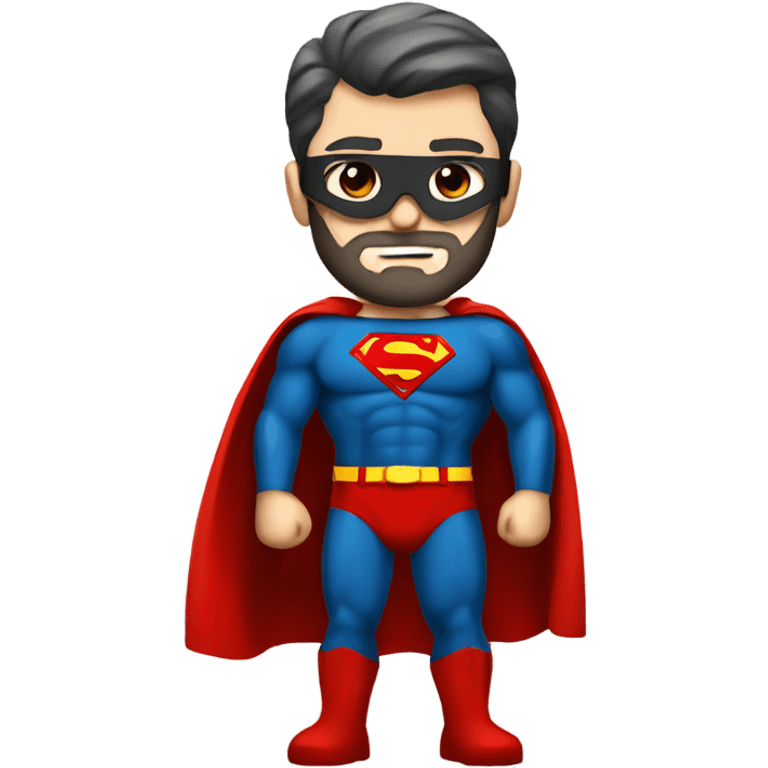 caucasian Superman standing strong with beard and red eyemask emoji