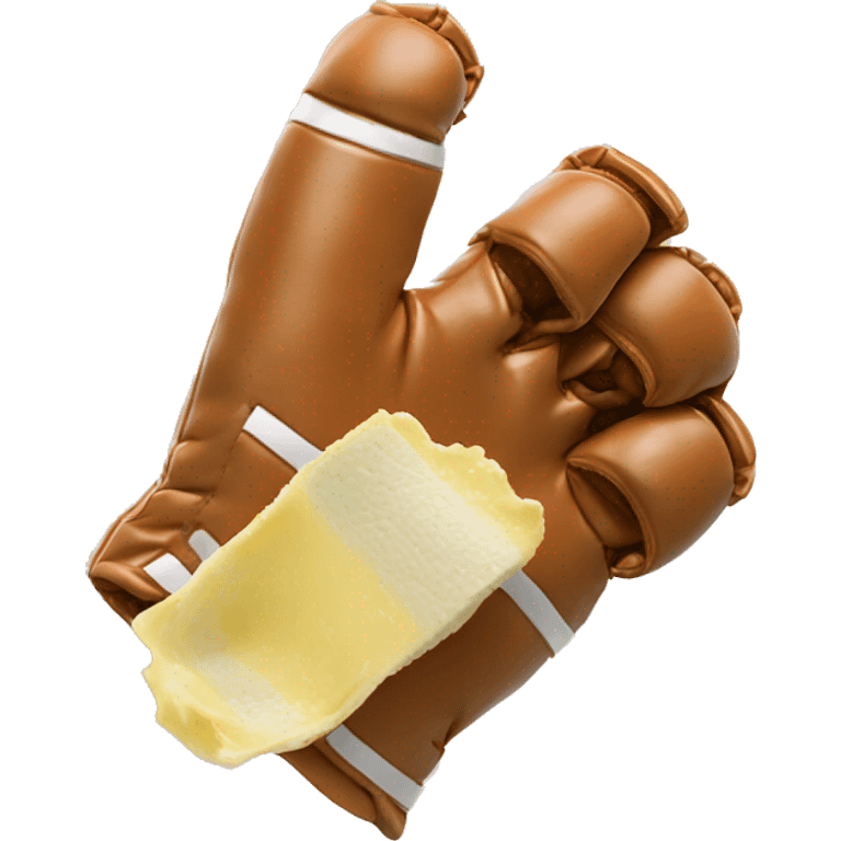 Football gloves made out of butter emoji