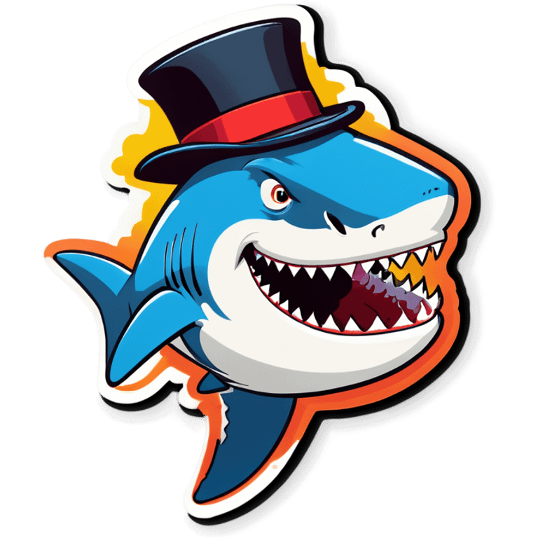 Shark with a top hat emoji