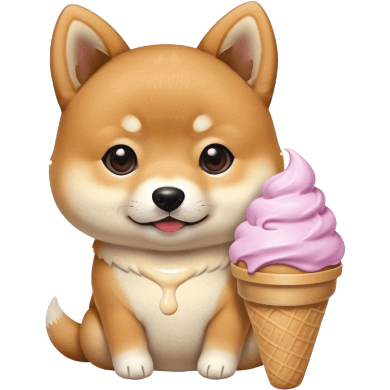 The baby shiba dog with taro icecream emoji