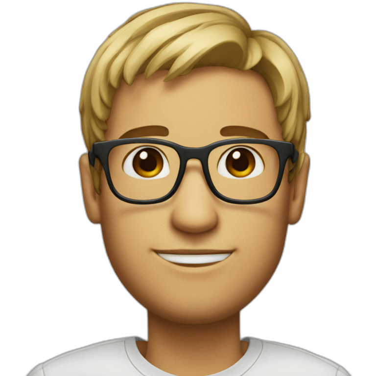 man with square glasses and hair to the bangs emoji