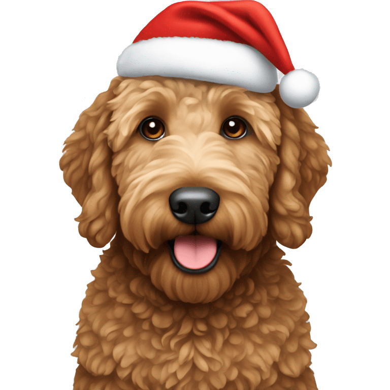 brown Golden doodle with christmas hat on  emoji