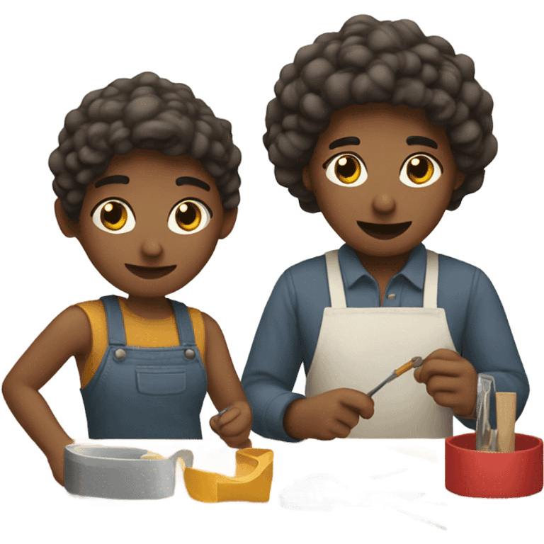 Two people making a craft emoji