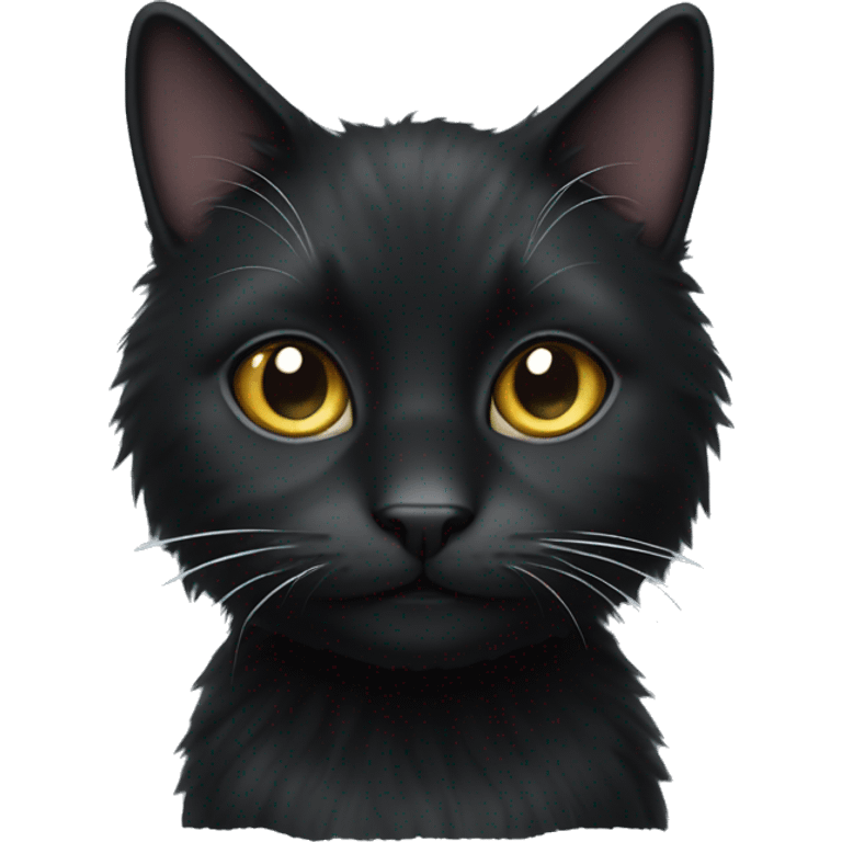 fluffy black cat with white spot on nose emoji