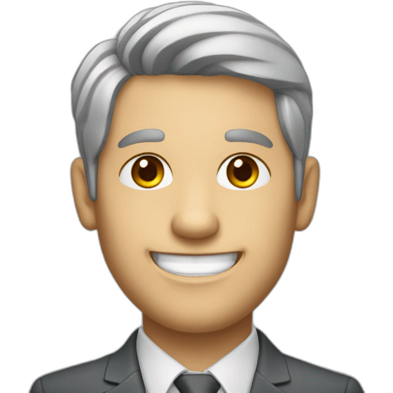 Smiling real estate agent with a graying bearb and short hair emoji