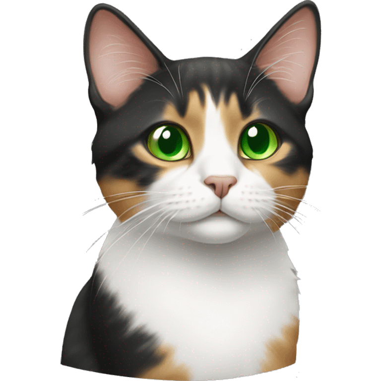 tricolor cat with green eyes emoji