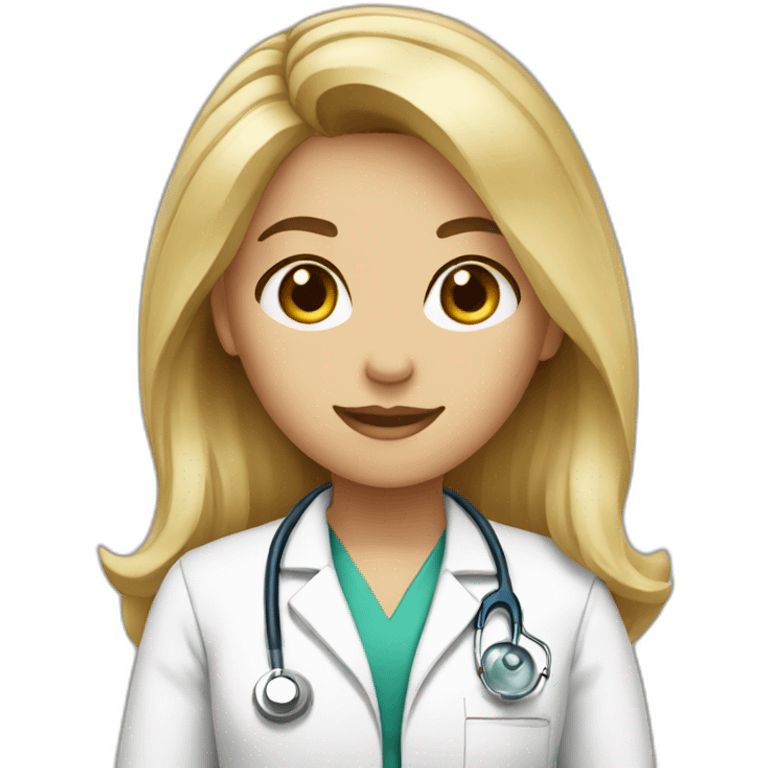 girl blond medium hair doctor emoji